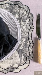 Vlekwerende Linnen Placemat – 50x35 cm - Toile de Jouy Nero