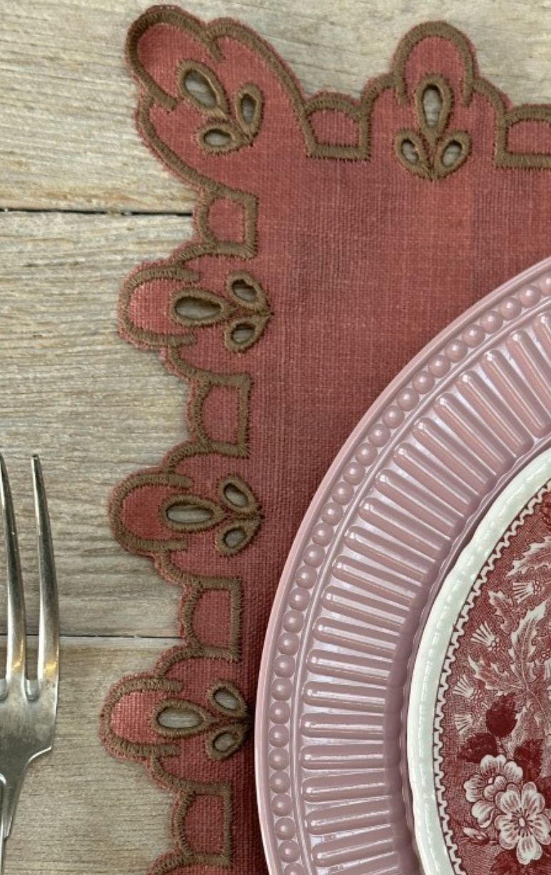 Vlekwerende Linnen Placemat – 50x35 cm -Donker Roze