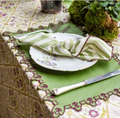 Vlekwerende Linnen Placemat – 50x35 cm - Groen met paarse broderie