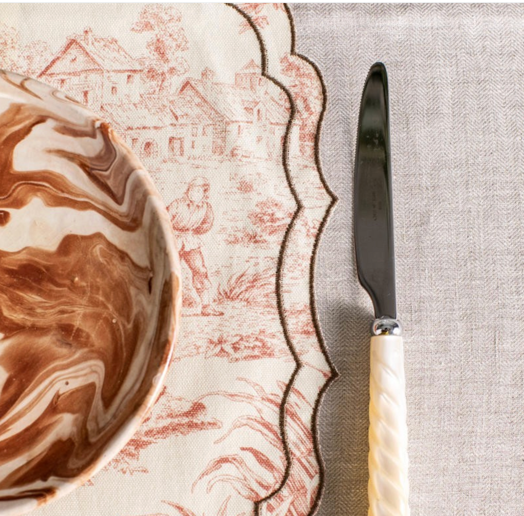 Vlekwerende Katoenen Placemat – 50x35 cm - Roze Toile De Jouy