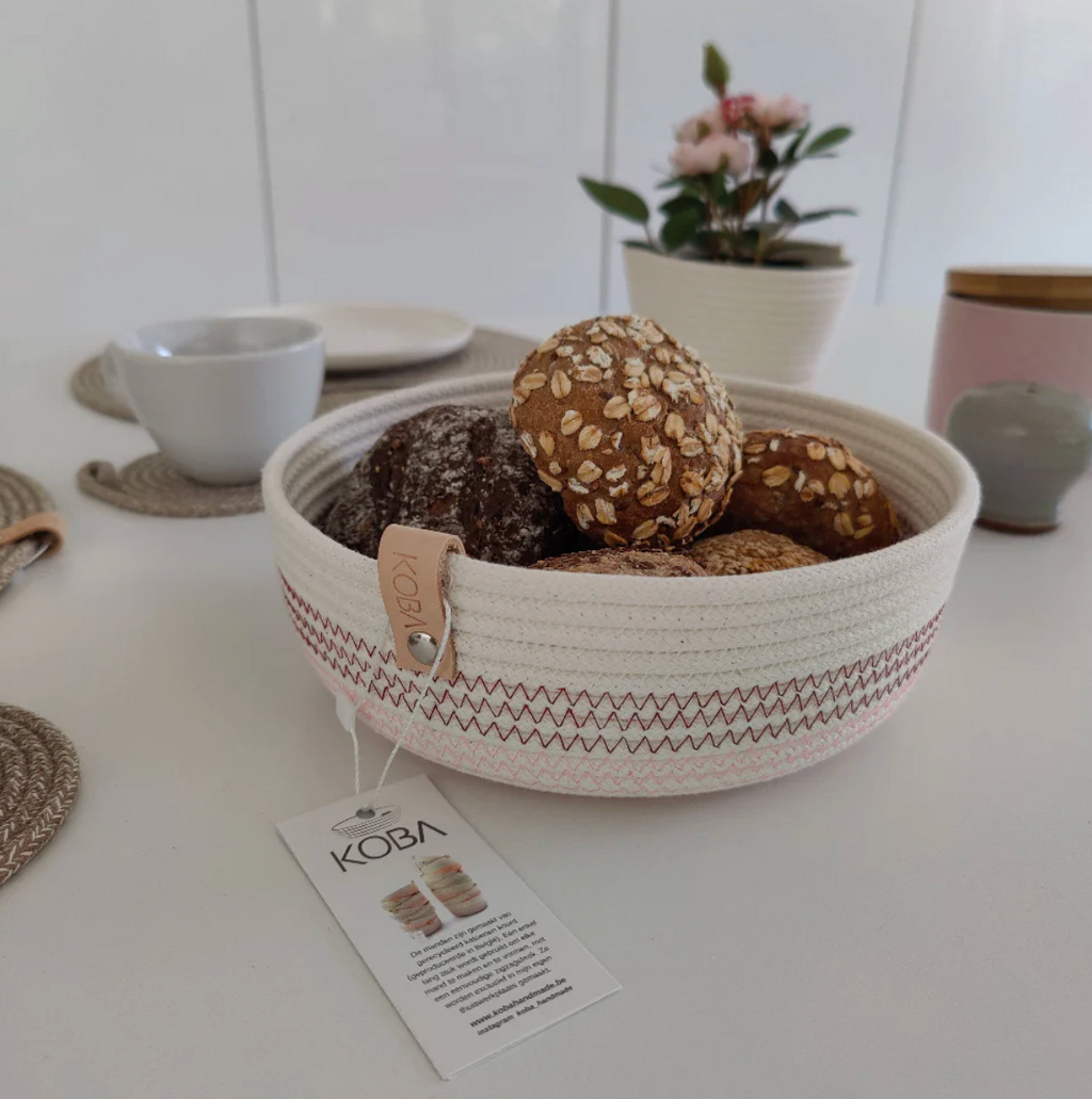 Handmade baskets made from recycled cotton - Bordeaux/pink - (S - L - High/Low)