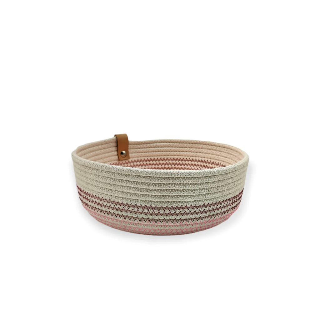 Handmade baskets made from recycled cotton - Bordeaux/pink - (S - L - High/Low)