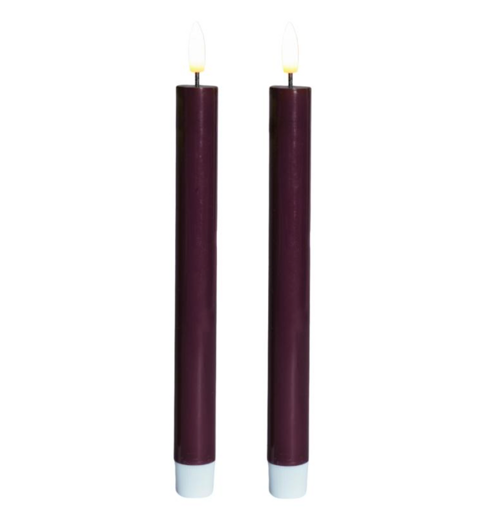 Set of 2 LED dinner candles – Bordeaux red