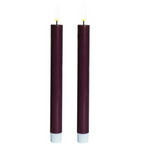 Set of 2 LED dinner candles – Bordeaux red