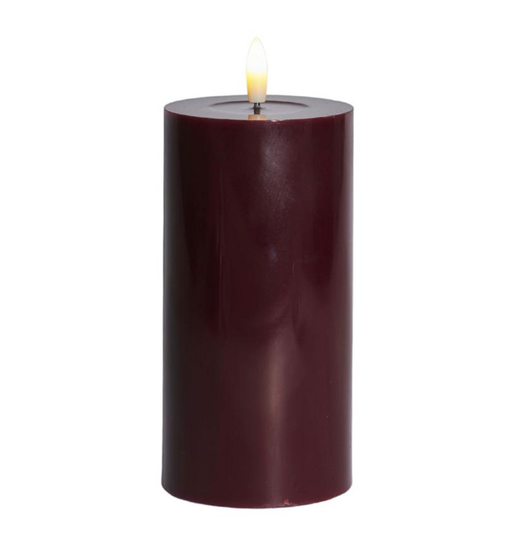 LED pillar candle Ø7.5 x 15 cm – Bordeaux