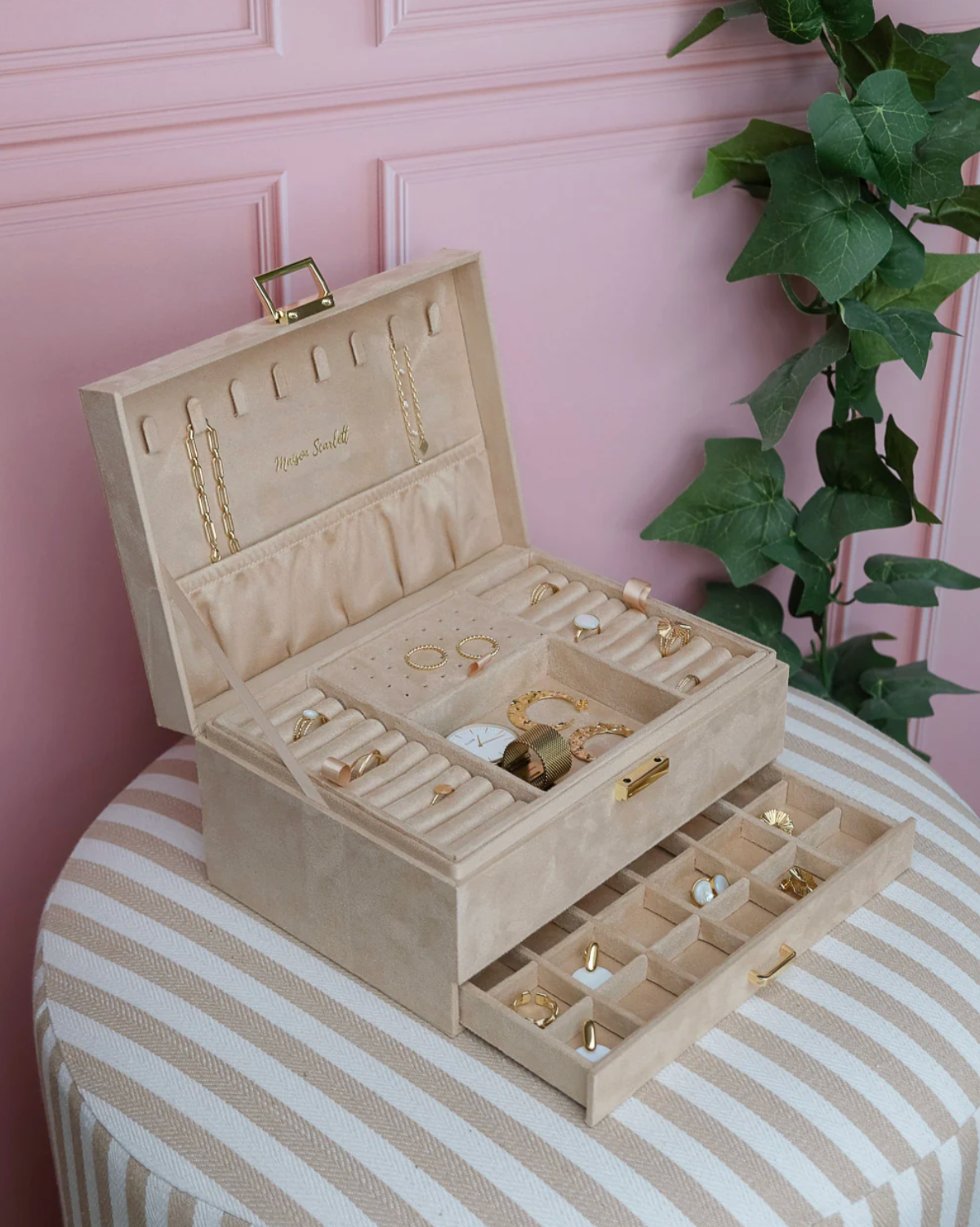 Jewelry box velvet – Beige