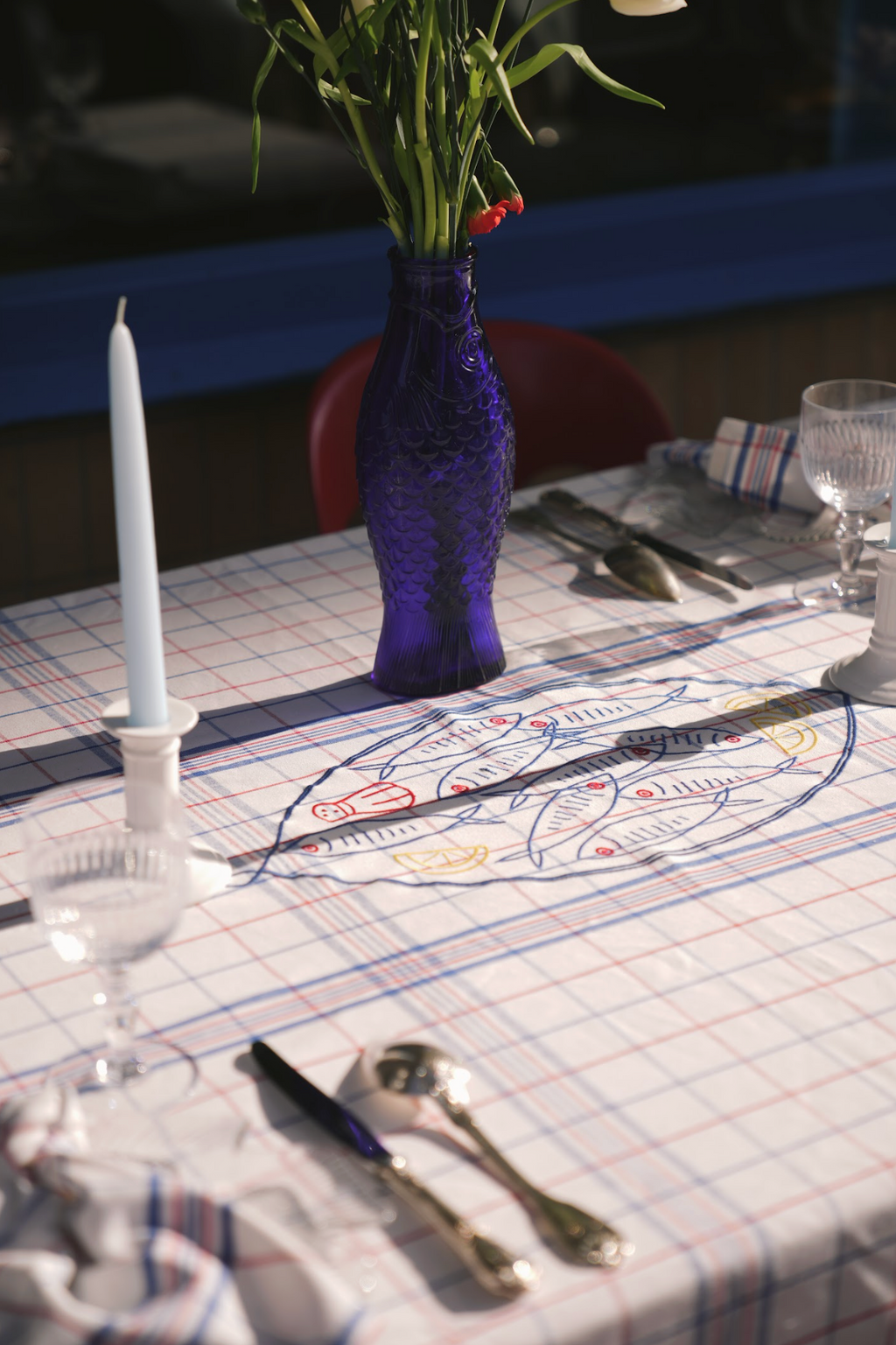 Tafellaken - Léon Blue - Blauw Visje