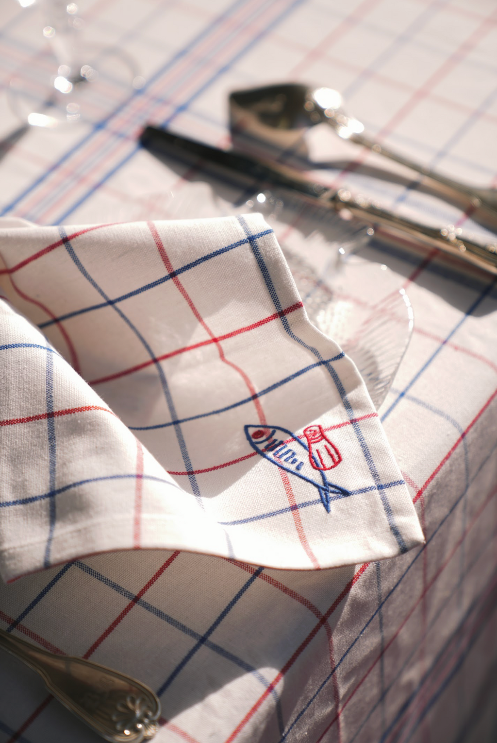 Stoffen Servetten - Léon Blue (Set 2) - Blauw Visje