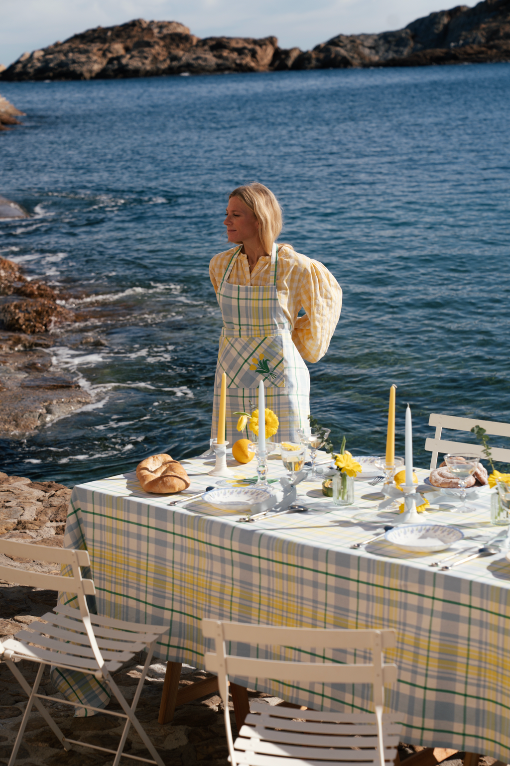 Keukenschort - Perette Sky - Gele Tulpen