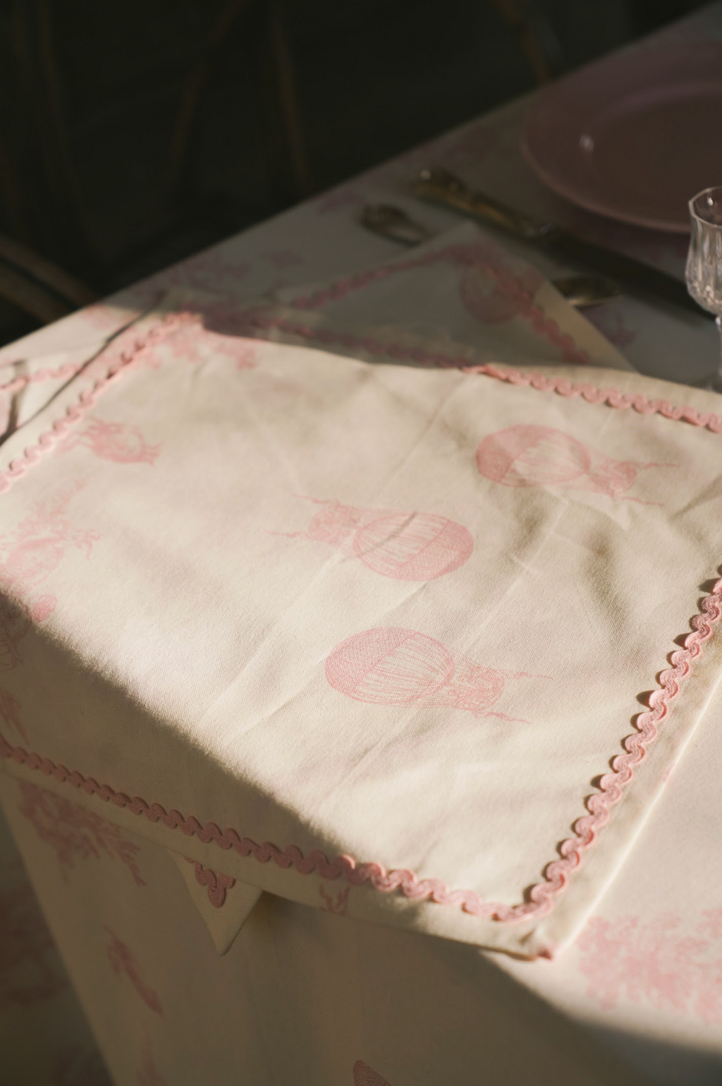 Stoffen Servetten - Eugénie Pink (Set 2) - Roze Toile de Jouy