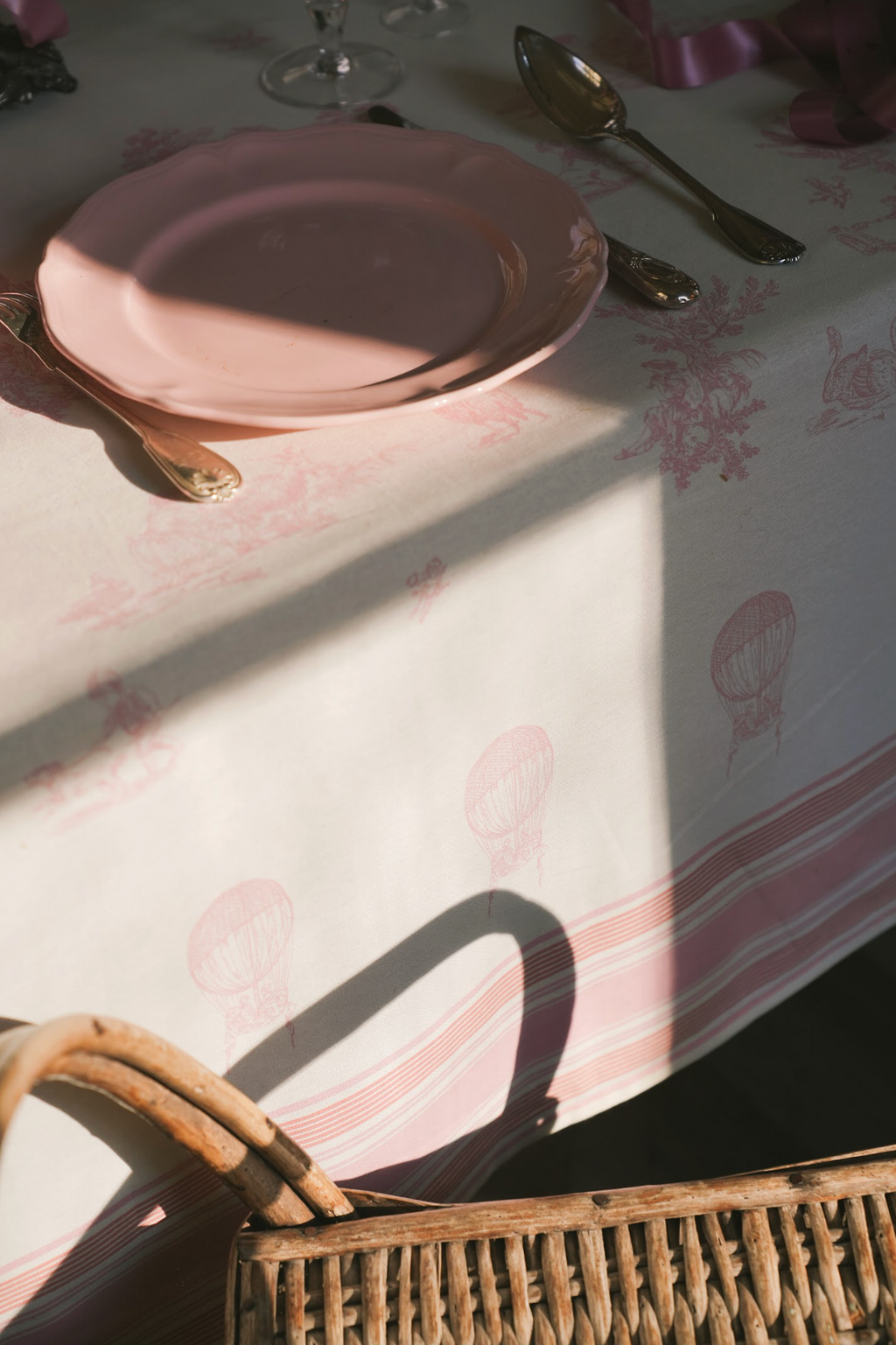 Tafellaken - Eugénie Pink - Roze Toile de Jouy