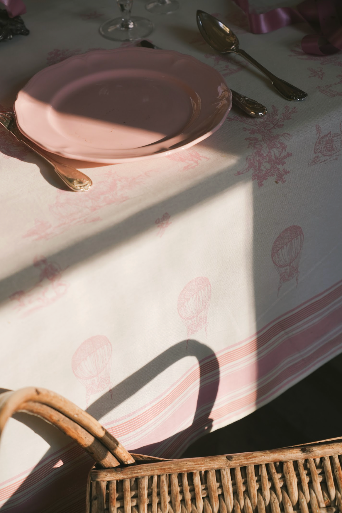 Tafellaken - Eugénie Pink - Roze Toile de Jouy