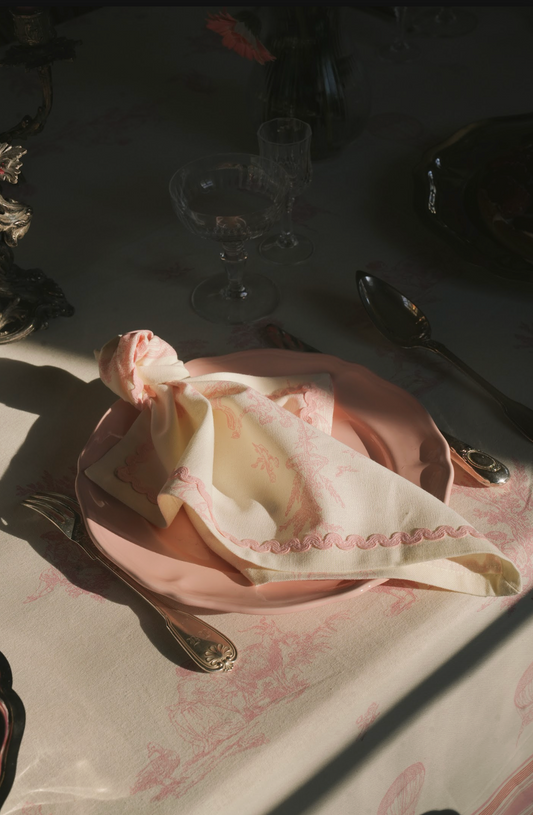 Fabric Napkins - Eugénie Pink (Set of 2) - Pink Toile de Jouy