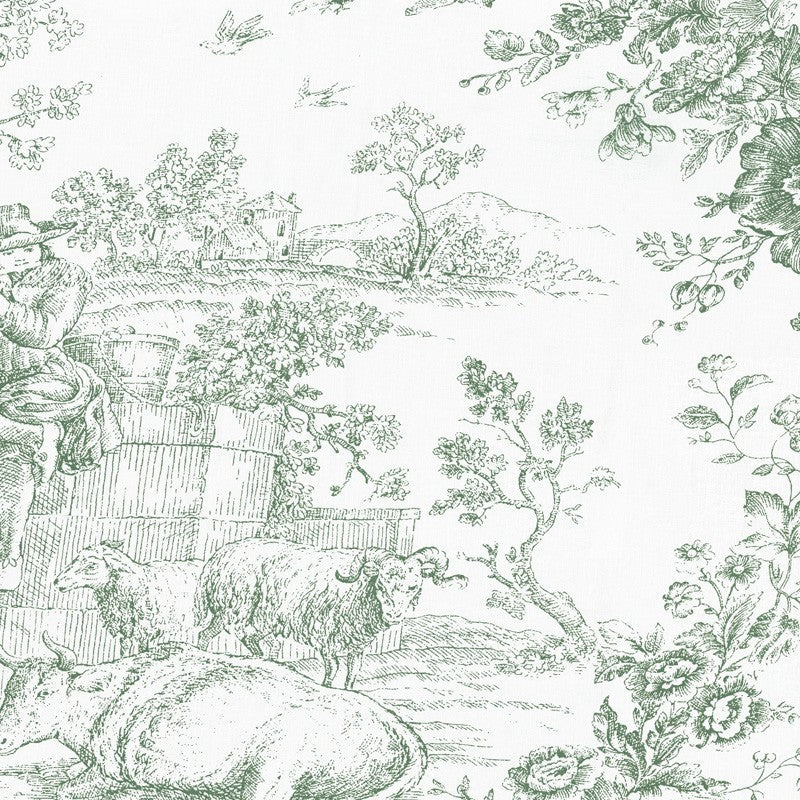 Tablecloth Toile De Jouy - Olive Green