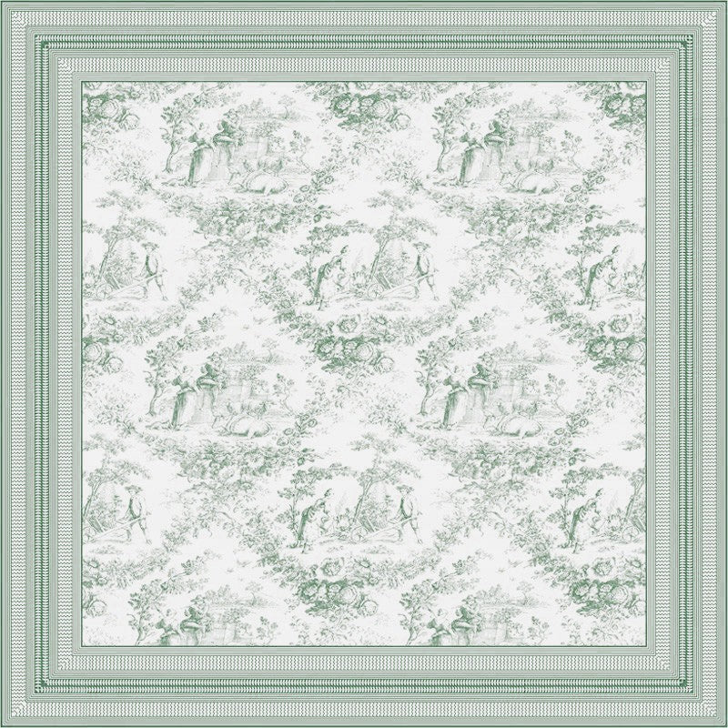 Tablecloth Toile De Jouy - Olive Green