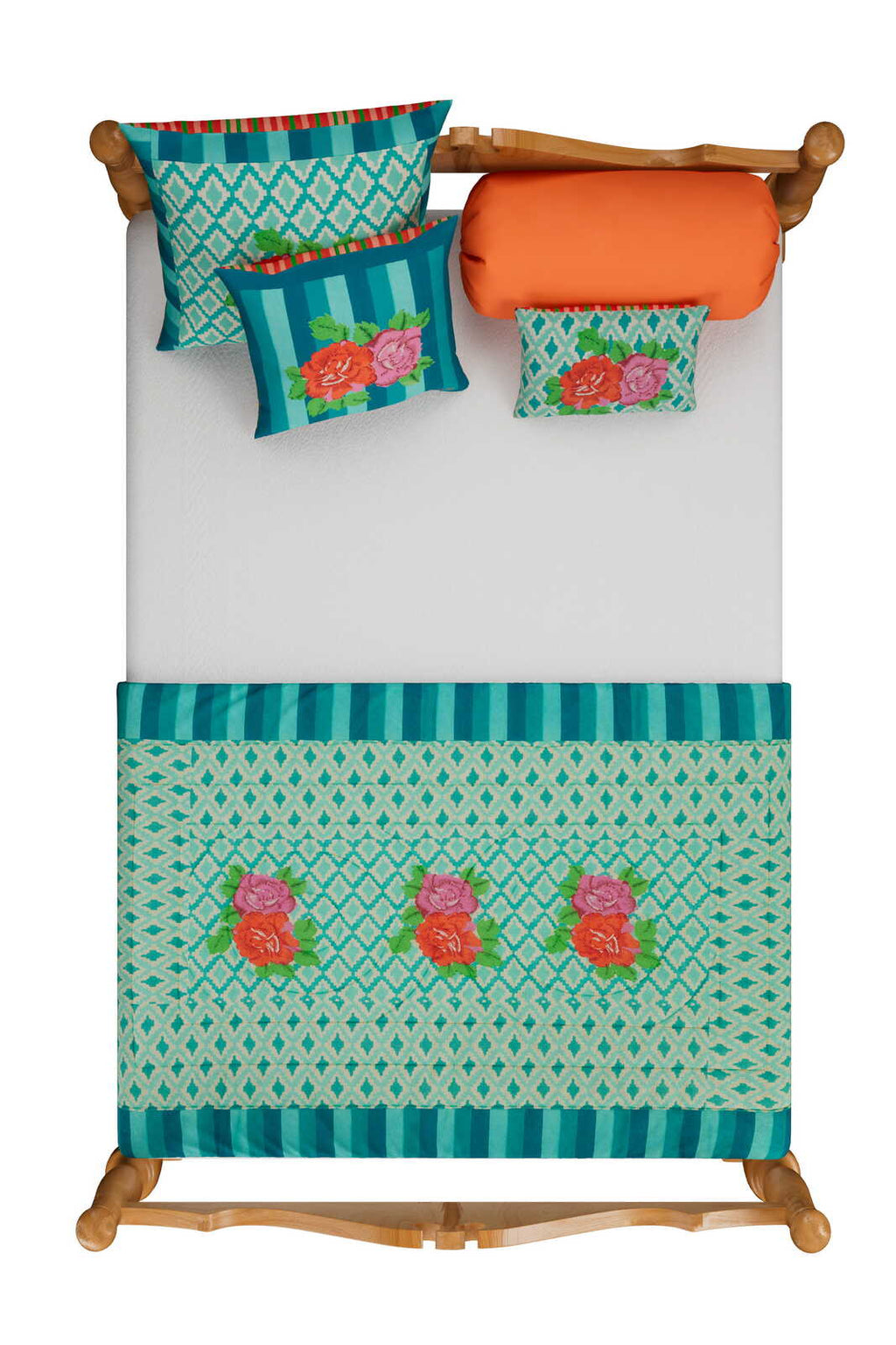 Cushion cover Hima Big Flower – Turquoise (60 × 60 cm)