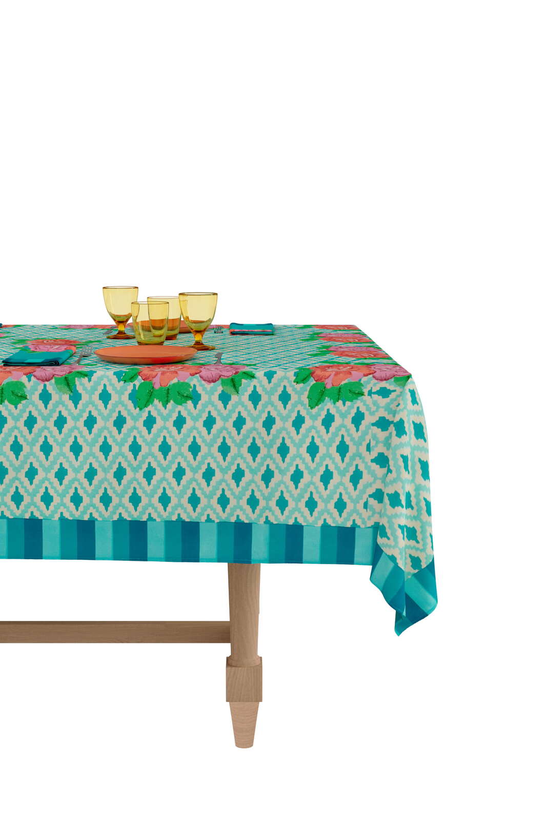 Tablecloth / Throw Hima Big Flower – Turquoise (+sizes)