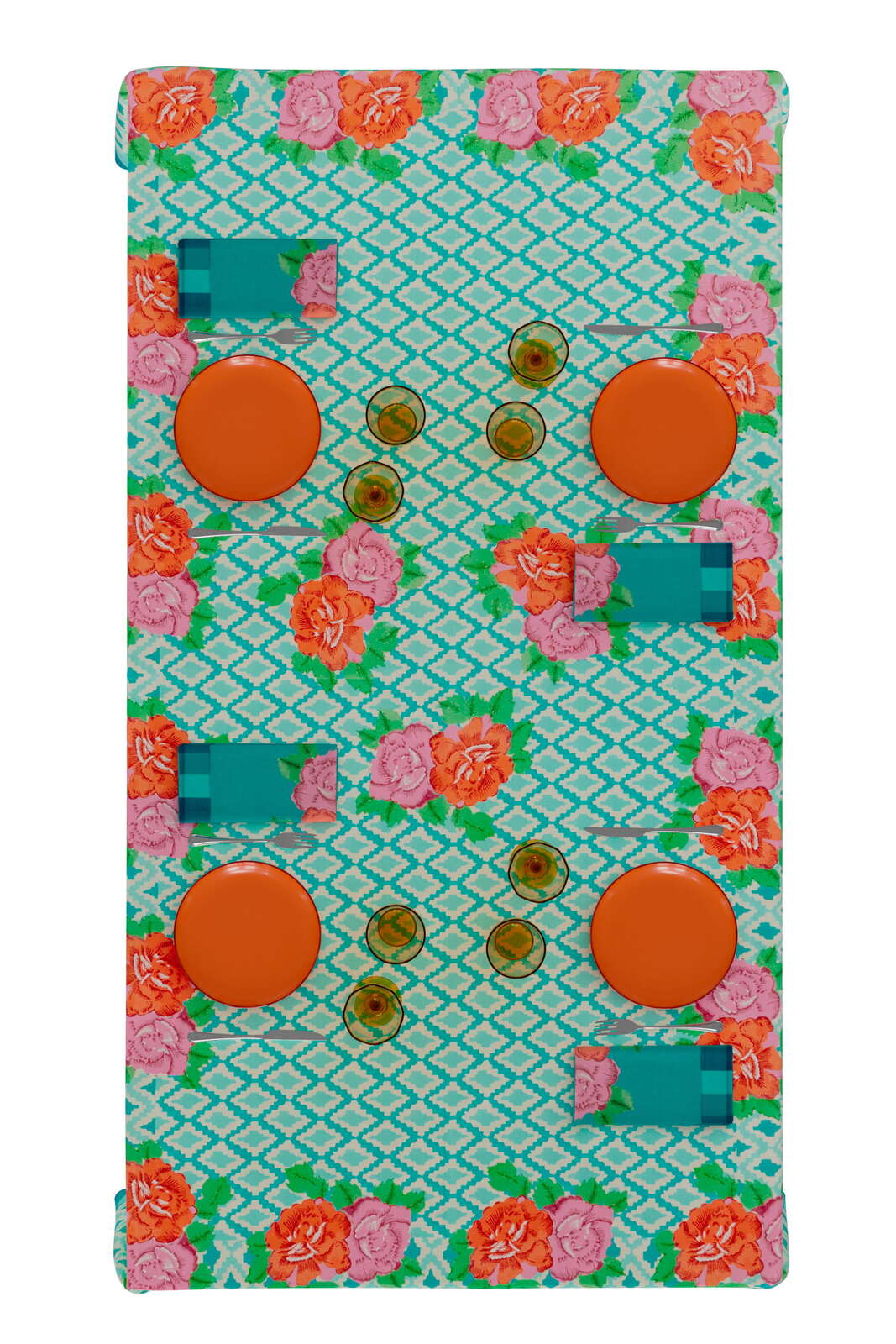 Tablecloth / Throw Hima Big Flower – Turquoise (+sizes)