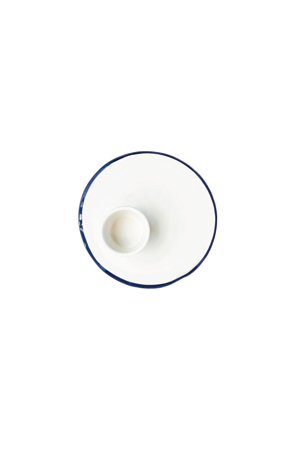 Eierdopje met bordje – Blauw randje – 7 x 7 x 6 cm