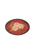 Ovaal dienblad Leopard Flower rood, bovenaanzicht
