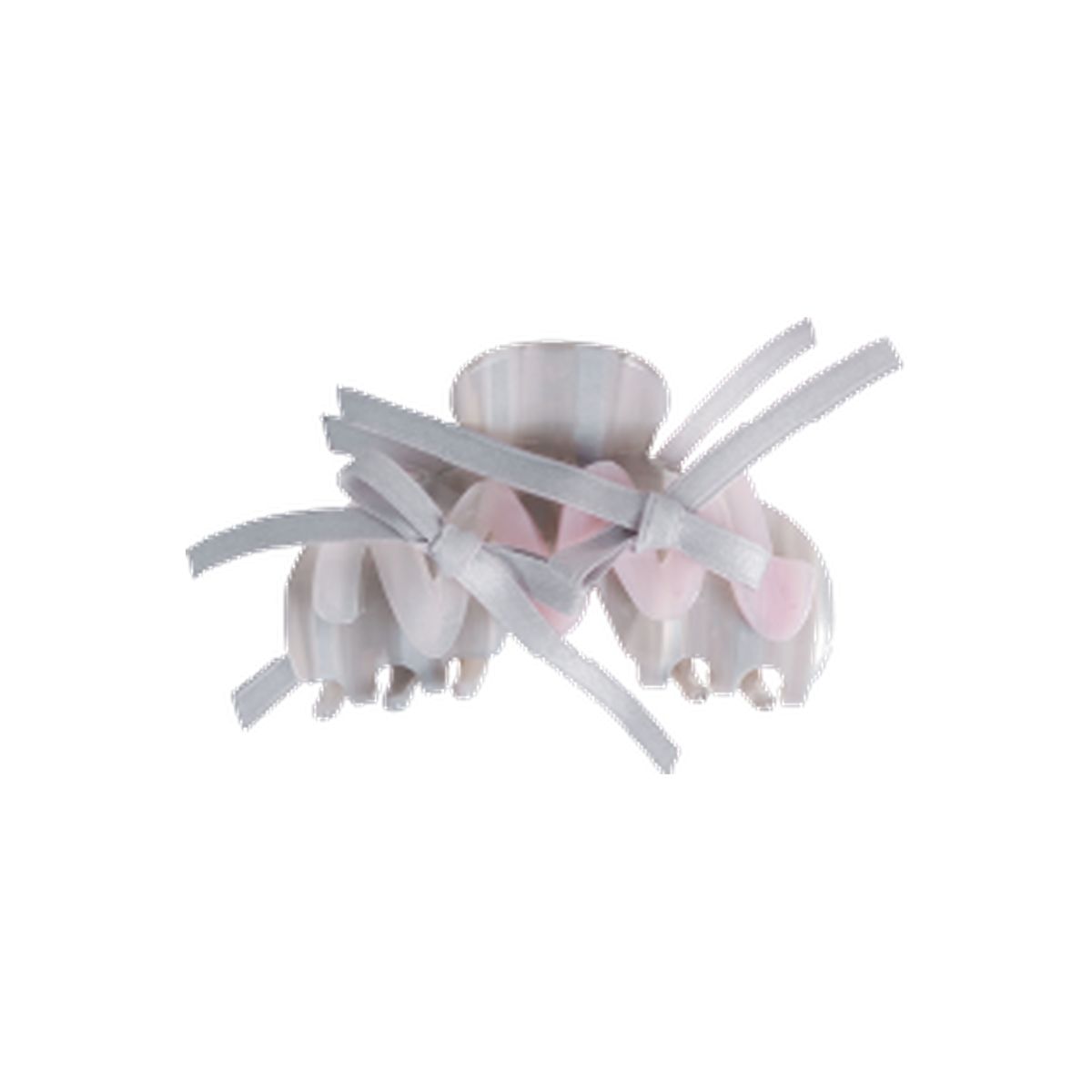 Pince nacrée Likio ornée de petits nœuds rose tendre
