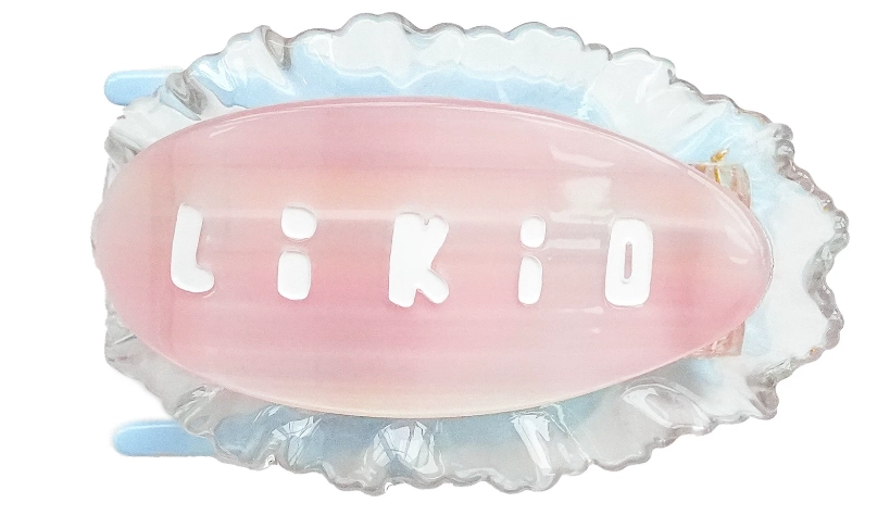 Pince plate Likio Pastel Veil rose tendre bordée de dentelle, vue de face