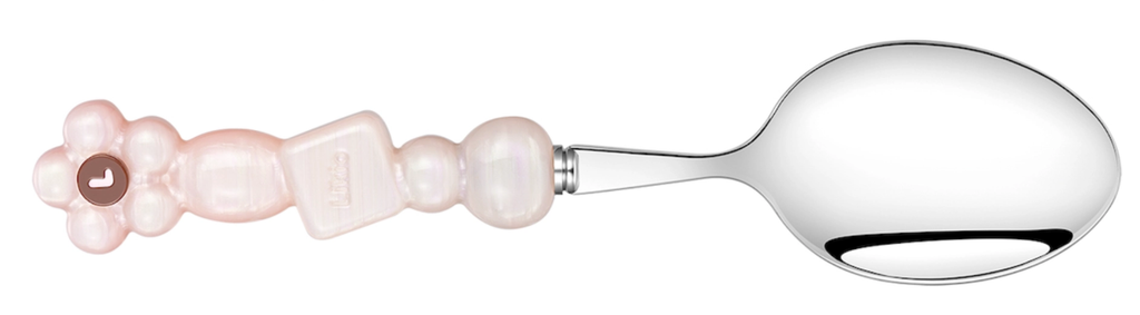 Likio dessertlepel Peach Ice met florale kralen op het handvat