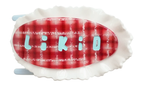 Pince plate Likio Berry Plaid à carreaux rouges bordée de dentelle, vue de face