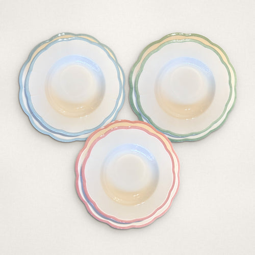 Serviesset Petalo in blauw, groen en roze