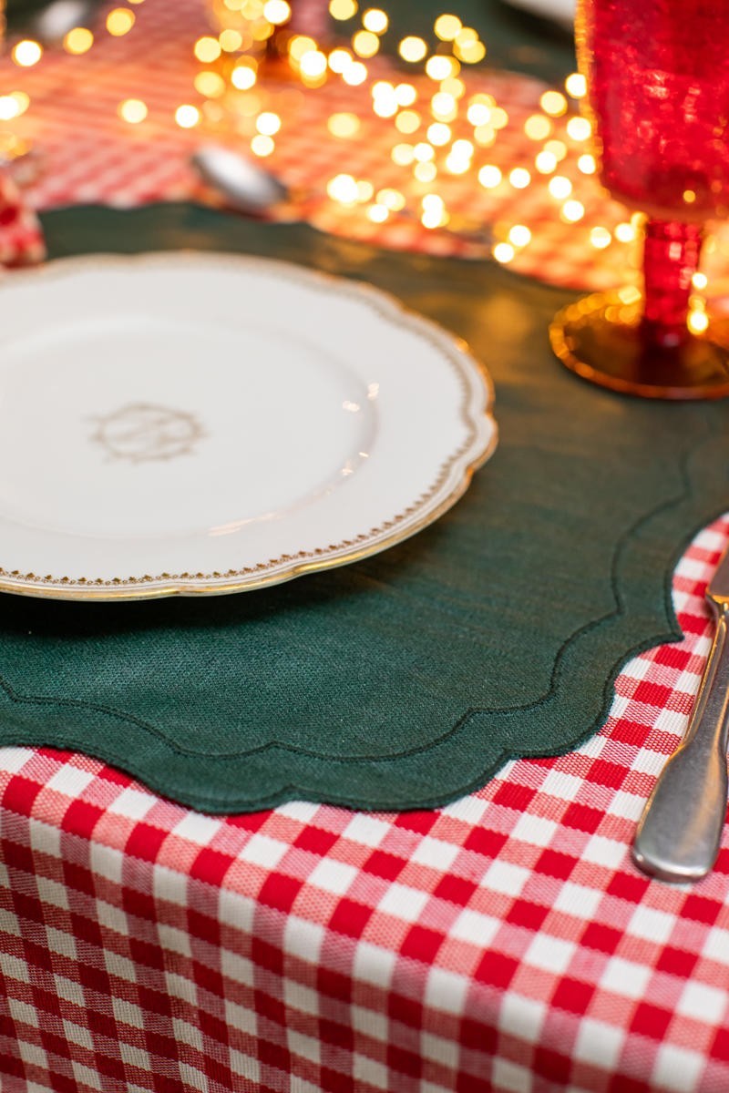 Vlekwerende Linnen Placemat Firenze – 50x35 cm – Tijm / Bosgroen