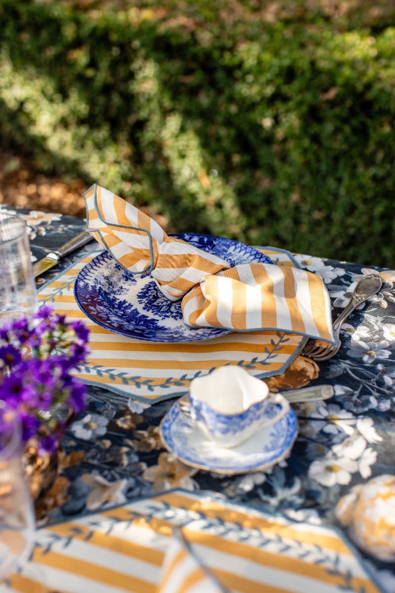 Lauro linen placemat – Stain resistant – Blue striped