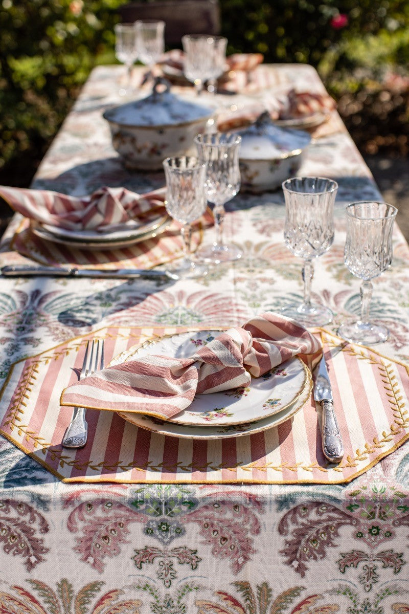 Stain-Resistant Linen Placemat – 50x35 cm - Pink Stripes